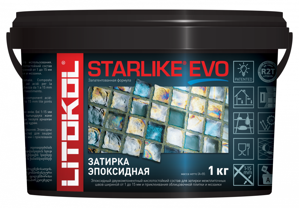 STARLIKE EVO S.140 NERO GRAFITE 1кг эпоксидный состав для укладки и затирки мозаики и керамики