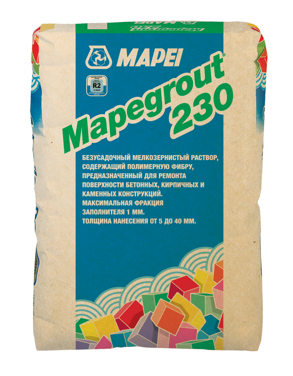 МАПЕЙ MAPEGROUT 230, Смесь сухая растворная ремонтная поверхностно-восстановительная класса R2 (25кг)